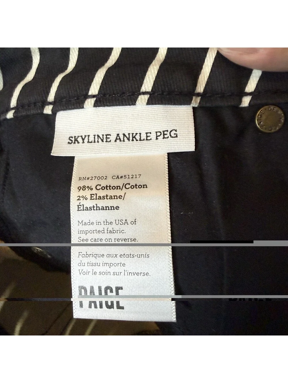 PAIGE Skyline Ankle Peg Women’s Shorts Size 26 Black White Striped Stretch USA